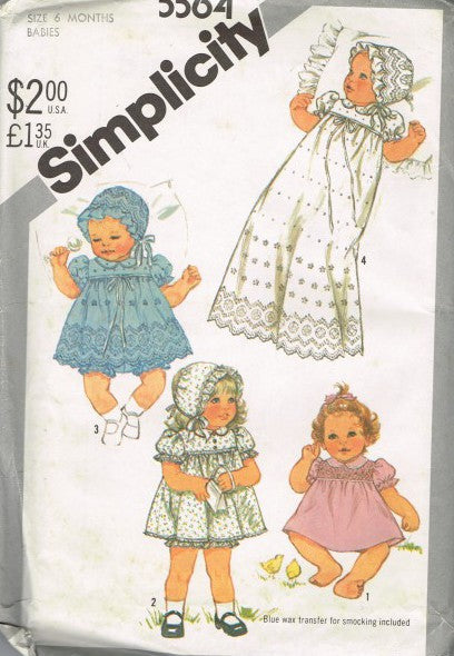 BABIES' PULLOVER DRESS IN TWO LENGTHS, PANTIES AND HAT