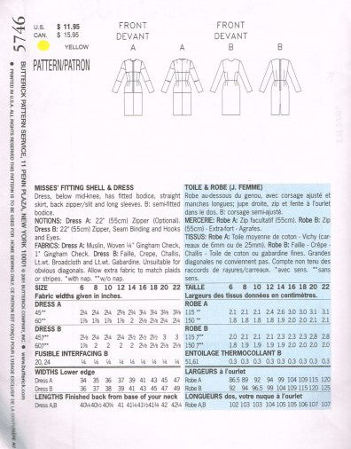 MISSES' FITTING SHELL AND DRESS