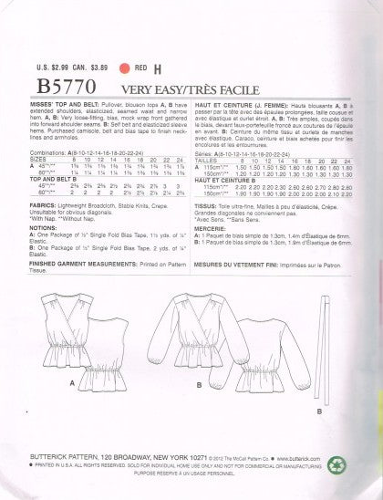 MISSES' TOP AND BELT