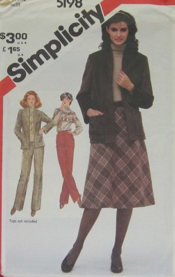 MISSES STRAIGHT-LEG PANTS BIAS SKIRT AND UNLINED JACKET