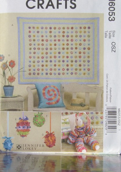 YO-YO QUILT PILLOW FLOWER EGG AND BALL DECORATIONS AND BUNNY