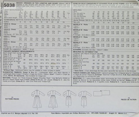 MISSES DRESSES IN TWO LENGTHS AND SCARF