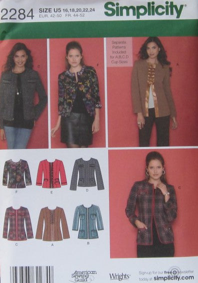 MISSES/MISS PETITE LINED JACKET IN TWO LENGTHS WITH TRIM VARIATIONS