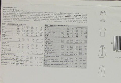 MISSES TOP AND CULOTTES