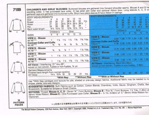 CHILDREN'S AND GIRLS' BLOUSES