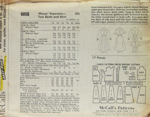 MISSES' SEPARATES--TWO SKIRTS AND SHIRT