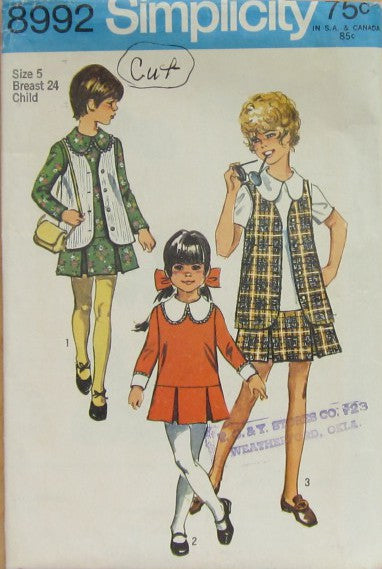 CHILDS AND GIRLS DRESS WITH DETACHABLE COLLAR & CUFFS & VEST