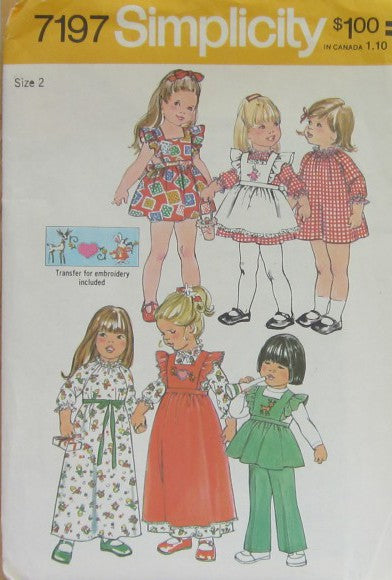 TODDLERS DRESS AND PUNAFORE DRESS IN TWO LENGTHS AND PANTS