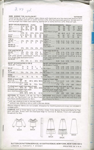 MISSES' TOP, SLIP AND SKIRT