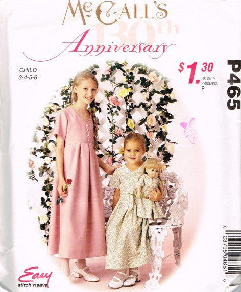 CHILDREN'S AND GIRLS' DRESS AND DRESS FOR 18 INCH DOLL