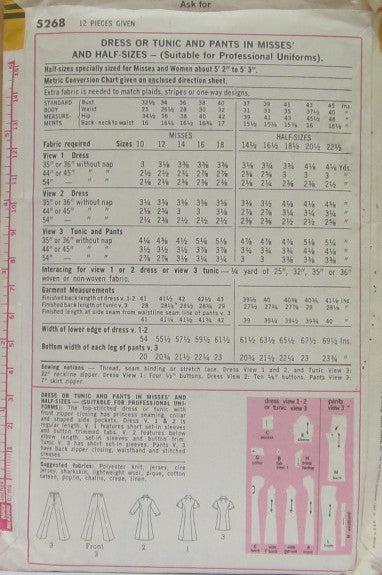 DRESS OR TUNIC AND PANTS IN MISSES' AND HALF SIZES