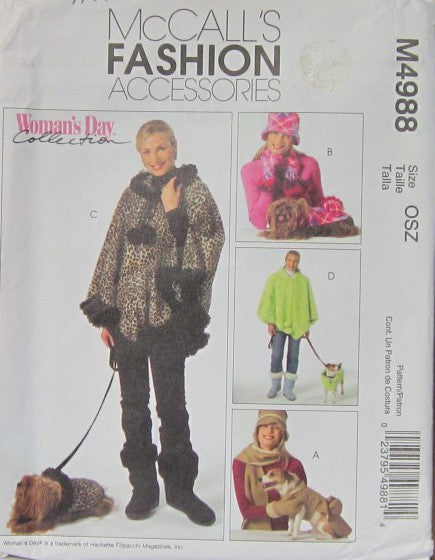 MISSES' PONCHOS, SCARVES, HATS, MITTENS AND DOG COATS