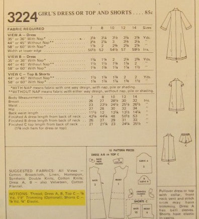 GIRLS DRESS OR TOP AND SHORTS