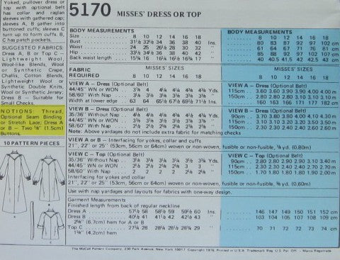 MISSES DRESS OR TOP