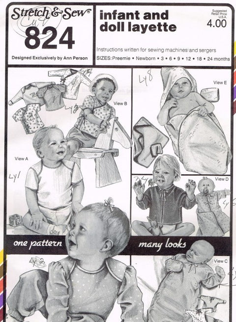 INFANT AND DOLL LAYETTE  TRACED AT 12