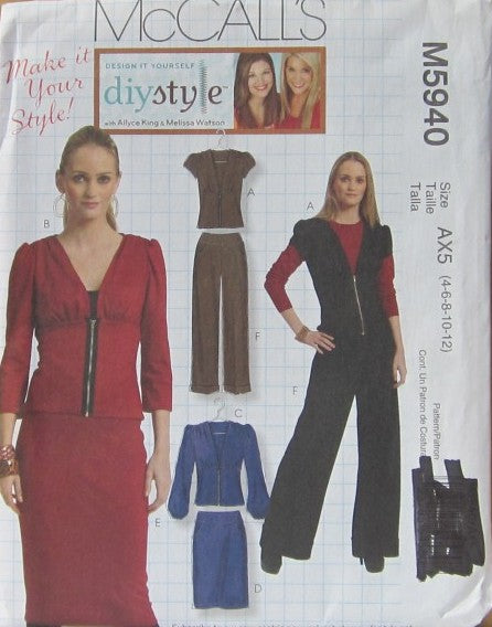 MISSES' TOPS, SKIRTS IN TWO LENGTHS AND PANTS