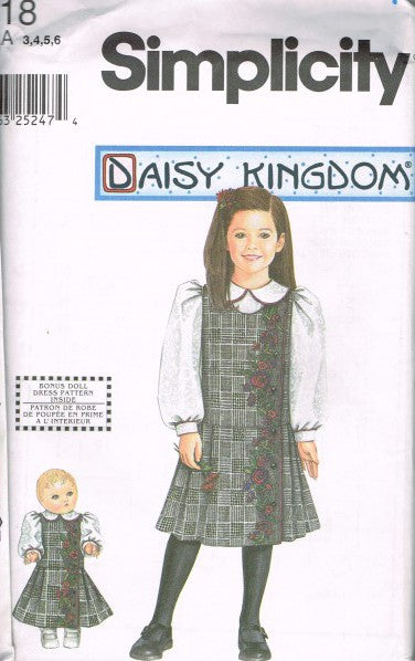 CHILD'S JUMPER AND BLOUSE AND DOLL DRESS FOR 18 INCH DOLL