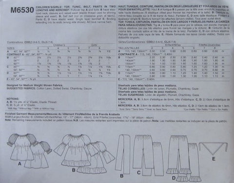 CHILDRENS/GIRLS TOP TUNIC BELT PANTS AND KERCHIEF