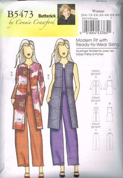 MISSES'/WOMEN'S JACKET, VEST AND PANTS