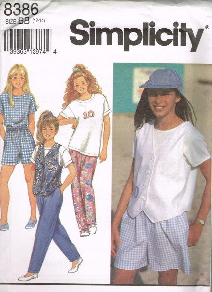 GIRLS' PANTS OR SHORTS, T-SHIRT AND LINED VEST