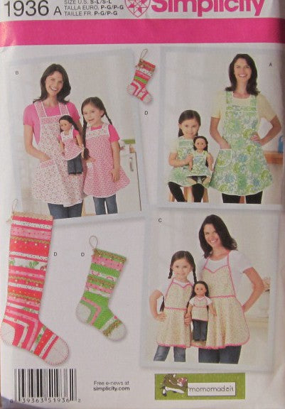 CHILDS AND MISSES APRON AND STOCKING ORNAMENTS