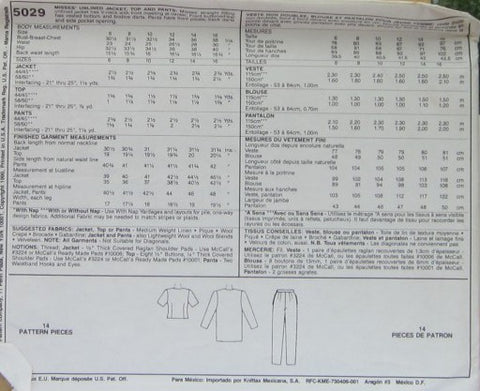 MISSES UNLINED JACKET TOP AND PANTS