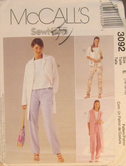 MISSES PETITE UNLINED JACKET DUSTER VEST TOP AND PANTS