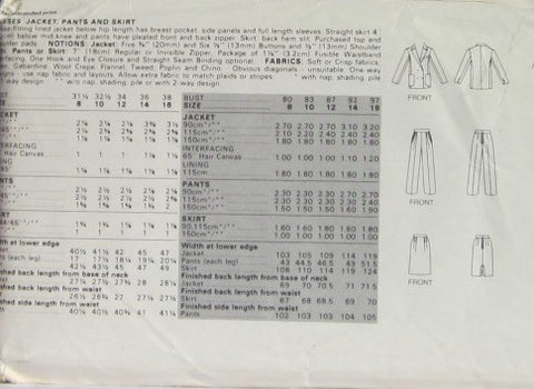 MISSES JACKET PANTS AND SKIRT