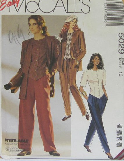 MISSES UNLINED JACKET TOP AND PANTS