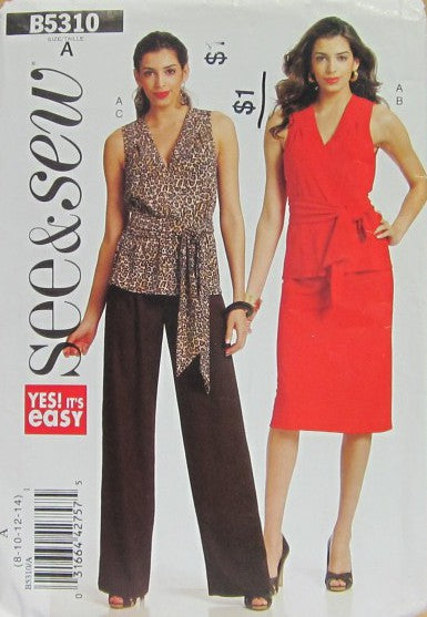 MISSES' TOP, SASH, SKIRT AND PANTS