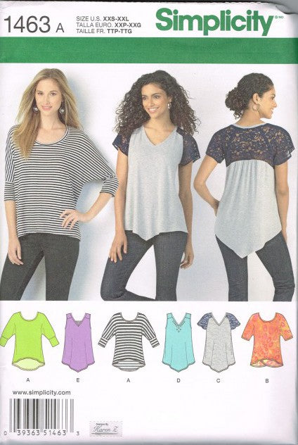 MISSES' KNIT TOPS SIZED FOR STRETCH KNITS ONLY