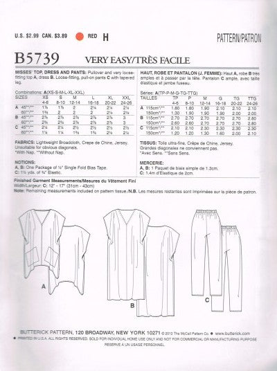 MISSES' TOP, DRESS AND PANTS