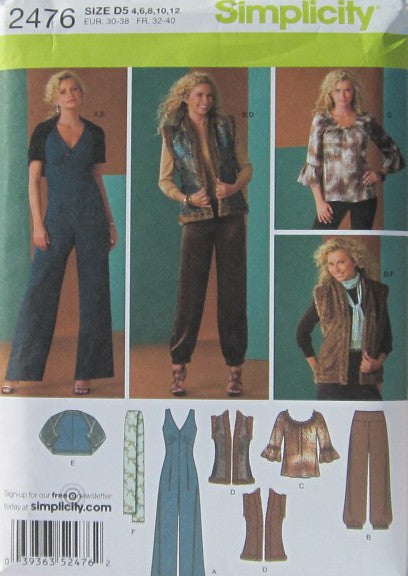 MISSES JUMPSUIT PANTS TOP VEST SHRUG AND SCARF