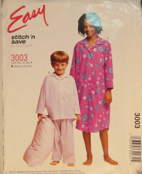CHILDRENS BOYS AND GIRLS NIGHTSHIRT OR TOP AND PANTS