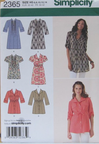 MISSES TUNIC IN TWO LENGTHS WITH FRONT VARIATIONS