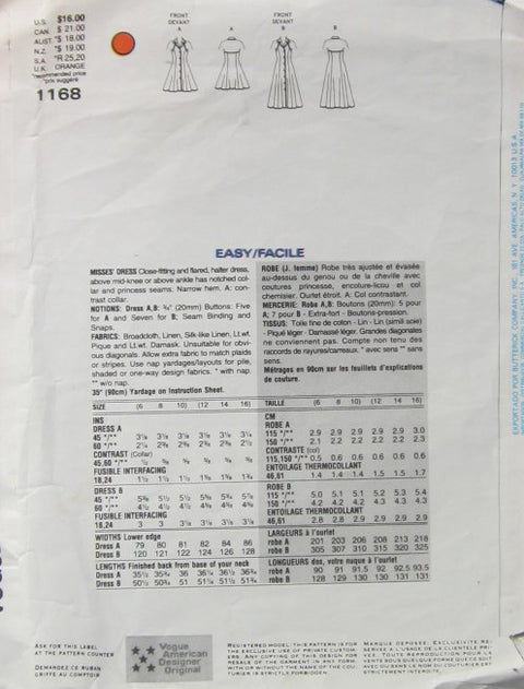 MISSES' DRESS (CUT)