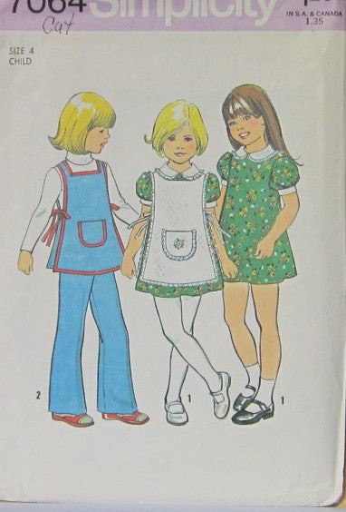 CHILD'S DRESS, APRON AND PANTS   CUT