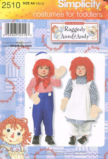 TODDLERS' AND CHILD'S RAGGEDY ANN AND ANDY COSTUME