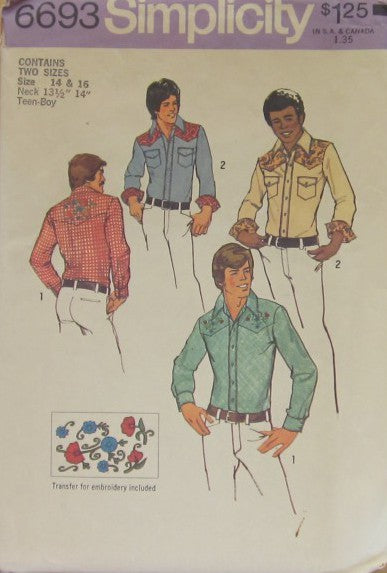 TEEN-BOYS' AND MEN"S SHIRT (TRANSFER FOR EMBROIDERY INCLUDED)