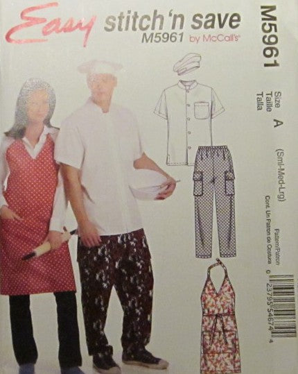 MISSES AND MENS SHIRT APRON HAT AND PANTS