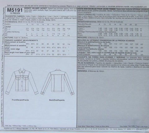 MISSES UNLINED JACKET