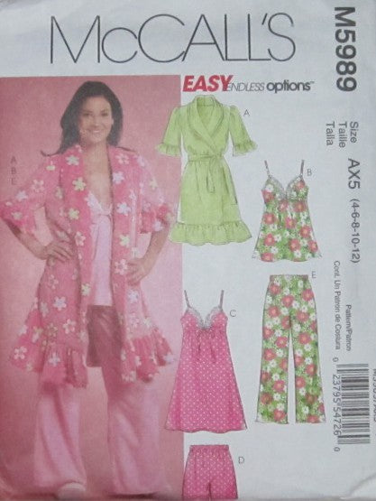MISSES ROBE BELT TOP NIGHTGOWN SHORTS AND PANTS