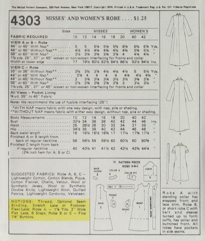 MISSES AND WOMENS ROBE