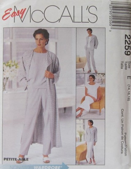 MISSES DUSTER OR JACKET DRESS OR TOP AND PULL ON PANTS
