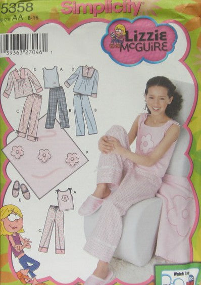 GIRLS'/GIRLS' PLUS PANTS IN TWO LENGTHS, TOP, SLIPPERS AND BLANKET