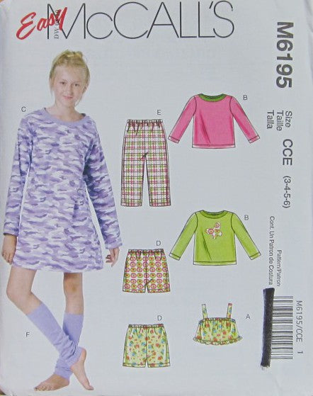 CHILDREN'S AND GIRLS' TOPS, GOWN, SHORTS, PANTS AND LEG WARMERS