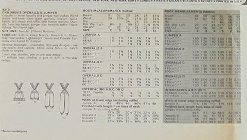 CHILDRENS OVERALLS AND JUMPER
