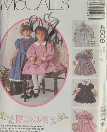 CHILDRENS AND GIRLS SMOCKING DRESS AND TRANSFER