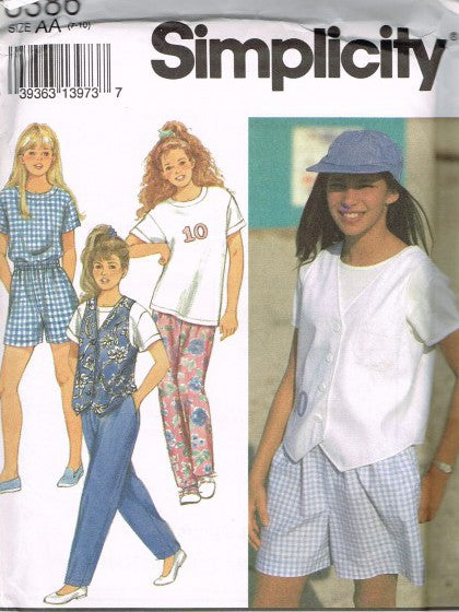 GIRLS' PANTS OR SHORTS, T-SHIRT AND LINED VEST