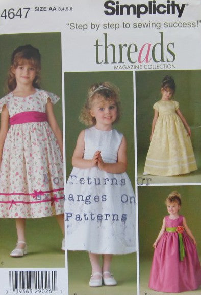 CHILD'S SPECIAL OCCASION DRESS IN TWO LENGTHS AND TRIM VARIATIONS